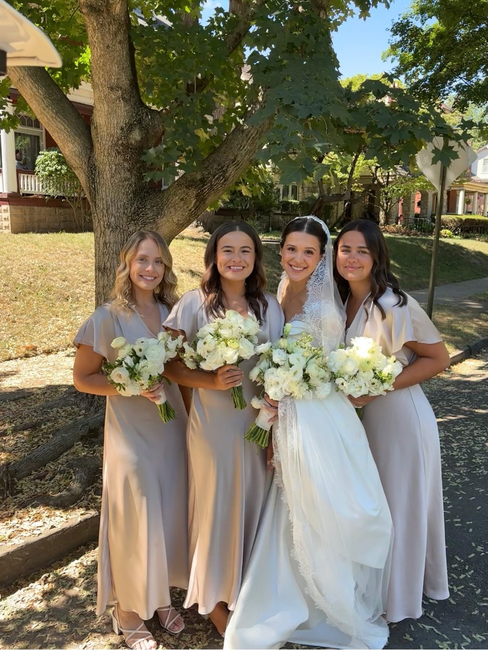 Bridesmaid Satin Maxi Dress in Taupe